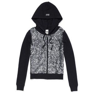 Victoria's Secret PINK Black Bling Perfect Zip Hoodie